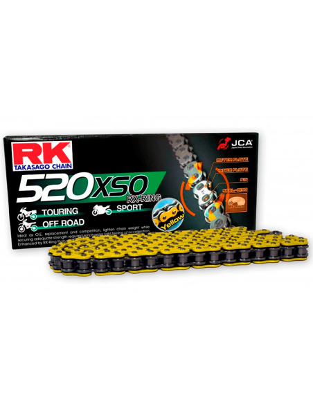 Cadena de transmisión RK XSO 520 Amarilla