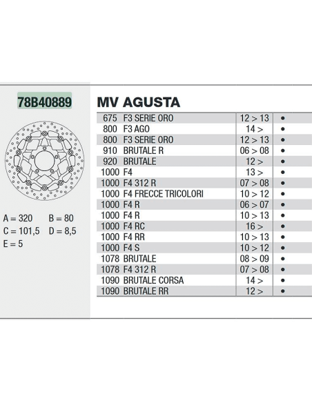 Scheibe Brembo Serie GOLD 78B40889 MV AGUSTA