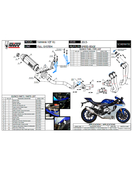MIVV ESCAPE COMPLETO SPEED EDGE TITANIUM YAMAHA R1 / R1M 2015-2021 REF: R.YA.0010.SRT