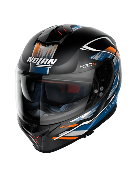 CASCO NOLAN N80-8 THUNDERBOLT N-COM FLAT BLACK / ORANGE