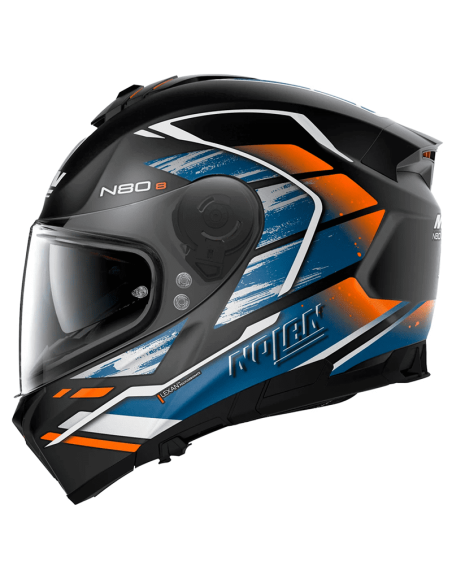 CASCO NOLAN N80-8 THUNDERBOLT N-COM FLAT BLACK / ORANGE