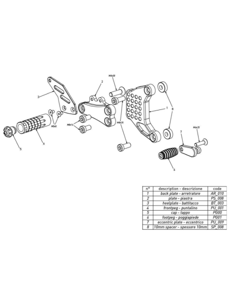 BONAMICI RACING Estriberas para MV AGUSTA F4 1998-2019 REF: MV01
