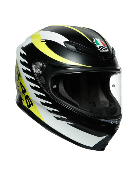 CASCO AGV K6 ROSSI RAPID 46 MATT BLACK / WHITE / YELLOW