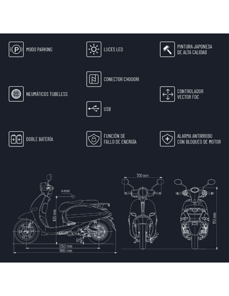 SCOOTER ELECTRICO EC6 IMR GRIS MATE (1BATERIA)