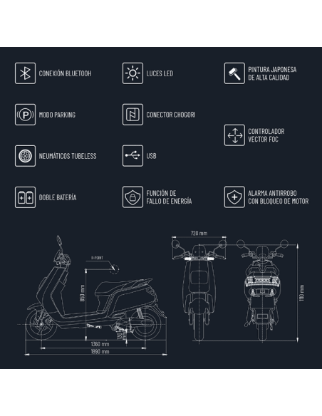 SCOOTER ELECTRICO EC6 IMR BLANCO (1 BATERIA)
