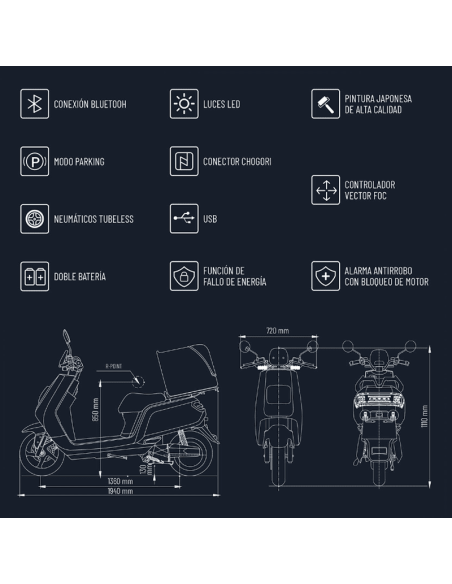 SCOOTER ELECTRICO ES5-D IMR BLANCO (1 BATERIA)