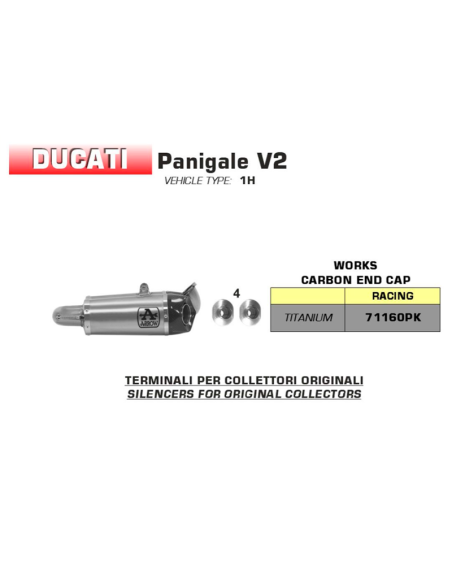 ESCAPE ARROW WORKS NO HOMOLOGADO EN TITANIO PARA DUCATI PANIGALE V2 2020-2023