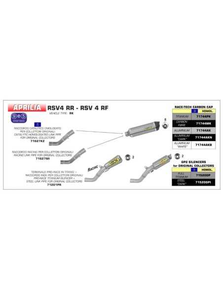 CONECTOR ARROW HOMOLOGADO APRILIA RSV4 RR 15-16 Y APRILIA TUONO V4 1100 15-16