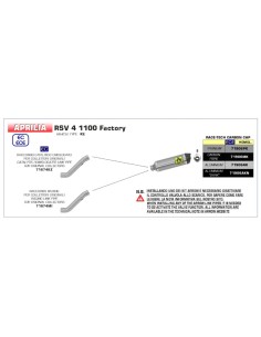 ESCAPE ARROW RACE-TECH HOMOLOGADO EN ALUMINIO NEGRO PARA APRILIA RSV4 1100 FACTORY 19-20 2