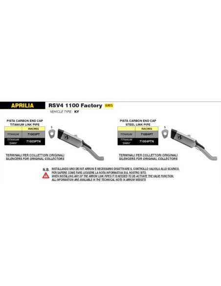 ESCAPE ARROW PISTA NO HOMOLOGADO EN TITANIO NEGRO PARA APRILIA RSV4 1100 FACTORY / X 21-23