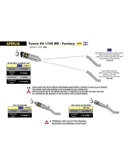 ESCAPE HOMOLOGADO ARROW GP2 PARA APRILIA TUONO V4 1100 17-18