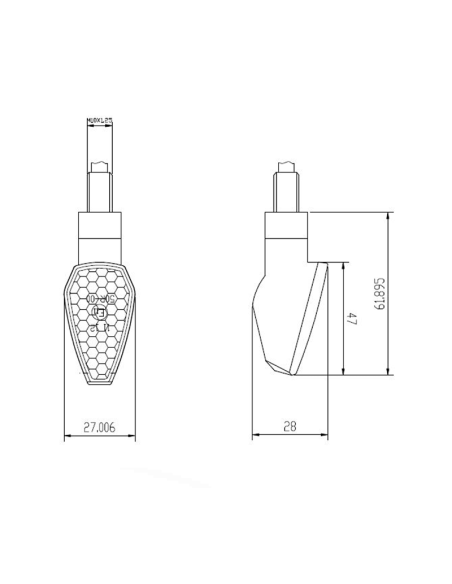 copy of PUIG LED-Blinker Spitzenmodelle kurzer Arm schwarz