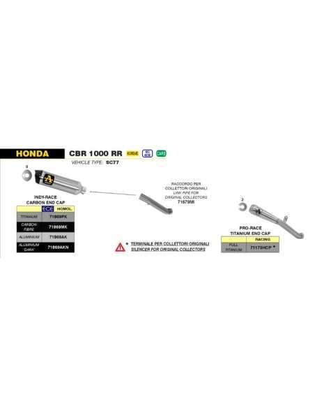 ESCAPE ARROW RACE-TECH HOMOLOGADO ALUMINIO PARA HONDA CBR 1000 RR 17-18