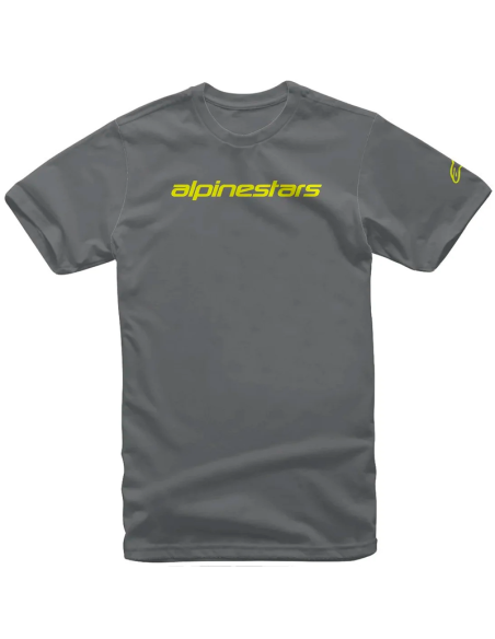 CAMISETA ALPINESTARS LINEAR WORDMARK CHARCOAL YELLOW FLUO