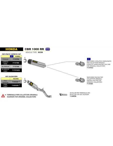 ESCAPE ARROW GP2 NO HOMOLOGADO EN TITANIO PARA HONDA CBR 1000 RR 08-13