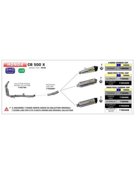 ESCAPE ARROW RACE-TECH HOMOLOGADO EN ALUMINIO PARA HONDA CB 500 F 13-18 / HONDA CBR 500 R 13-18 / HONDA CB 500 X 15-16