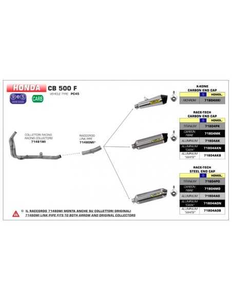 ESCAPE ARROW RACE-TECH ALUMINIO HOMOLOGADO PARA HONDA CB 500 F 19-20 / HONDA CBR 500 R 19-20
