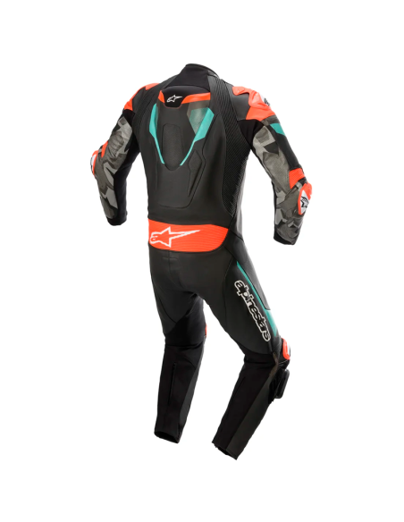 MONO ALPINESTARS ATEM V4 PROFESSIONAL BLACK / PETROL / RED FLUO