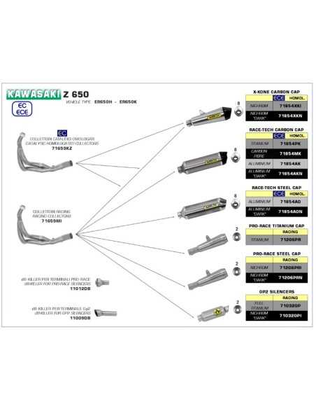 ESCAPE ARROW GP2 NO HOMOLOGADO EN TITANIO PARA KAWASAKI Z 650 / NINJA 650 17-20