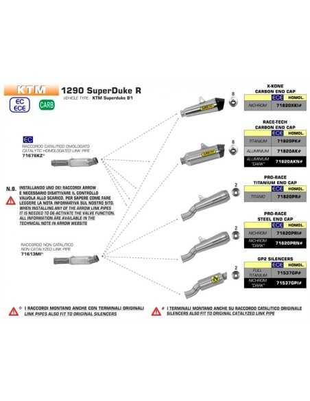 CONECTOR NO HOMOLOGADO ARROW PARA KTM 1290 SUPER DUKE R 14-19
