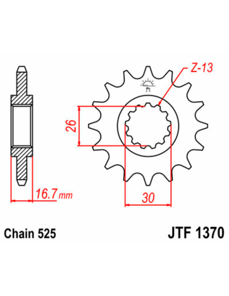 Piñón JT SPROCKETS acero estándar 1370 - Paso 525 ref JTF1370