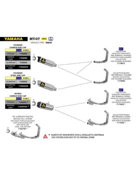 ESCAPE ARROW THUNDER HOMOLOGADO EN ALUMINIO PARA YAMAHA MT 07 21-23