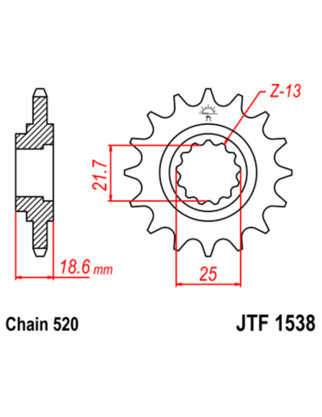 Piñon JTF 1538 Kawasaki Z750 / Z800