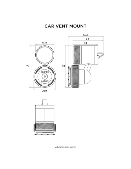 Soporte para Coche QUAD LOCK rejilla de ventilación REF QLM-VNT