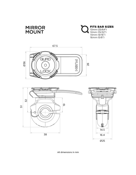 Soporte para smartphone QUAD LOCK para espejo retrovisor REF QLM-MIR-2
