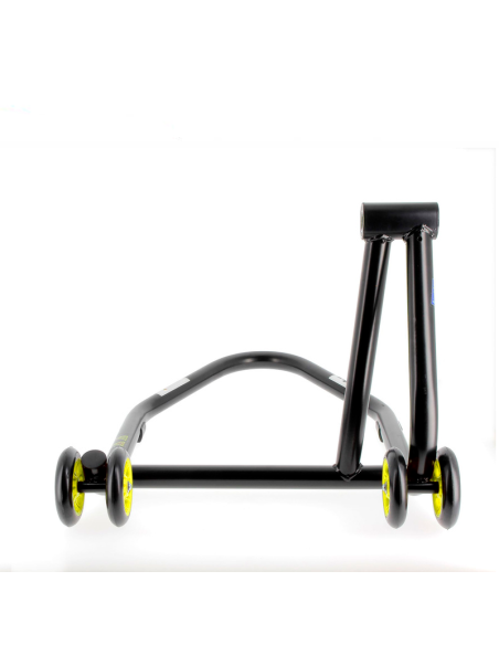 Caballete monobrazo izquierdo BIHR Home Track color negro mate y ruedas amarillas