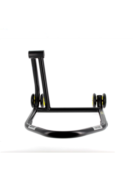 Caballete monobrazo izquierdo BIHR Home Track color negro mate y ruedas amarillas