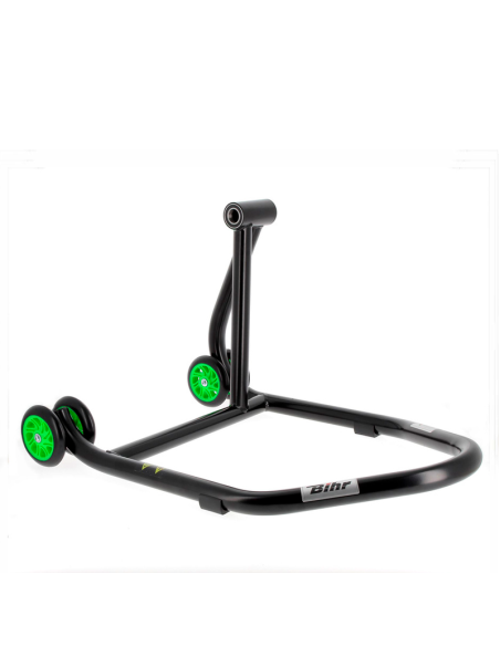 Caballete monobrazo derecho BIHR Home Track color negro mate y ruedas verdes REF 3032114