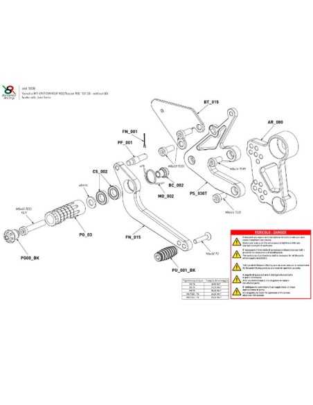 Estriberas BONAMICI RACING para YAMAHA MT-09 2013-2020