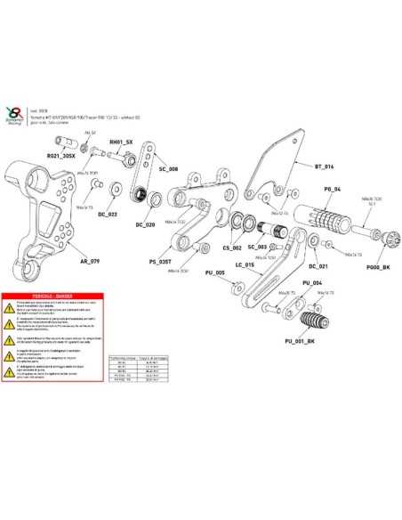 Estriberas BONAMICI RACING para YAMAHA MT-09 2013-2020