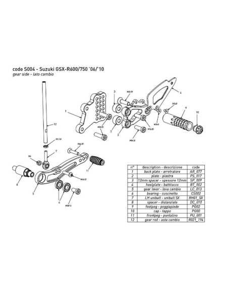 Estriberas BONAMICI RACING para SUZUKI GSX-R 600 / 750 2006-2010