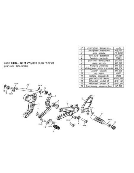 Estriberas BONAMICI RACING para KTM DUKE 790 2018-2022
