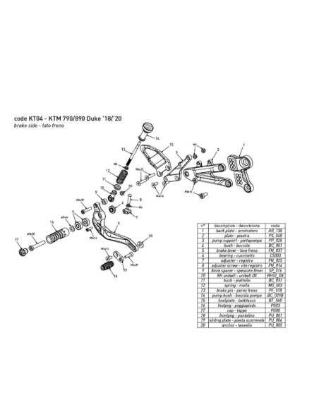 Estriberas BONAMICI RACING para KTM DUKE 790 2018-2022