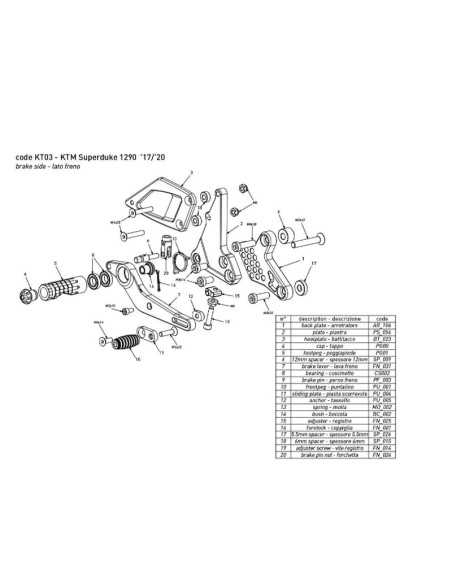 Estriberas BONAMICI RACING para KTM 1290 SUPERDUKE / R / GT 2017-2019