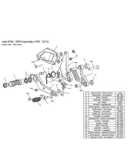 Estriberas BONAMICI RACING para KTM SUPER DUKE 1290 2013-2016