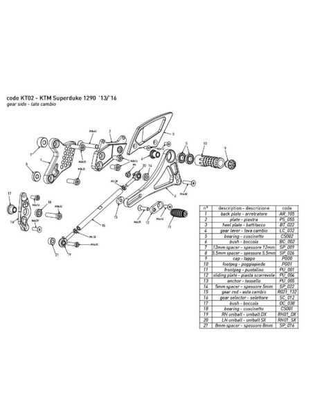 Estriberas BONAMICI RACING para KTM SUPER DUKE 1290 2013-2016