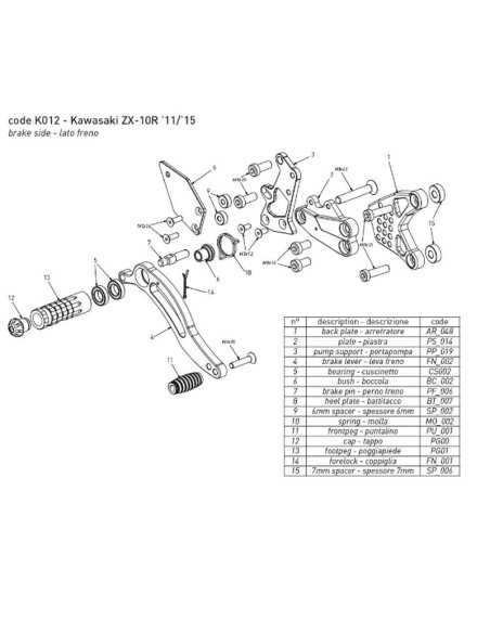 BONAMICI RACING Fußrasten für KAWASAKI ZX-10R 2011-2015
