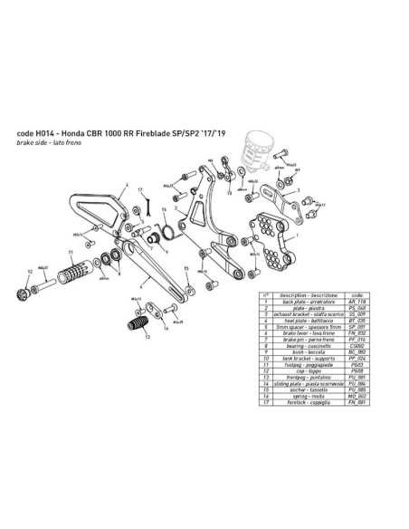 BONAMICI RACING Fußrasten für HONDA CBR 1000 RR SP /SP2 2017-2019