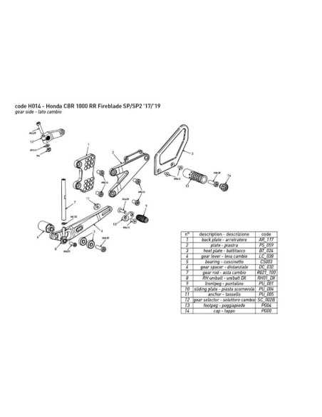 BONAMICI RACING Fußrasten für HONDA CBR 1000 RR SP /SP2 2017-2019