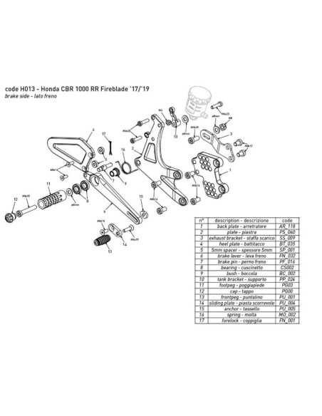 copy of BONAMICI RACING Fußrasten für HONDA CBR 1000 RR SP /SP2 2017-2019