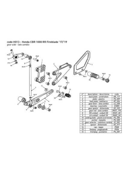 copy of BONAMICI RACING Fußrasten für HONDA CBR 1000 RR SP /SP2 2017-2019