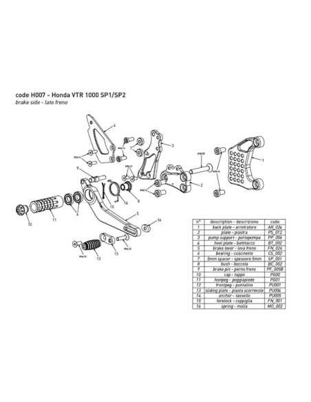 copy of BONAMICI RACING Fußrasten für HONDA CBR 1000 RR SP /SP2 2017-2019