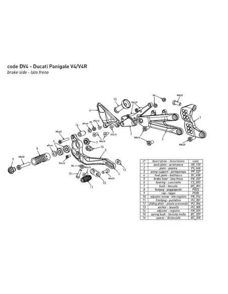 Estriberas BONAMICI RACING para DUCATI PANIGALE V4 / V4S / V4R 2018-2023
