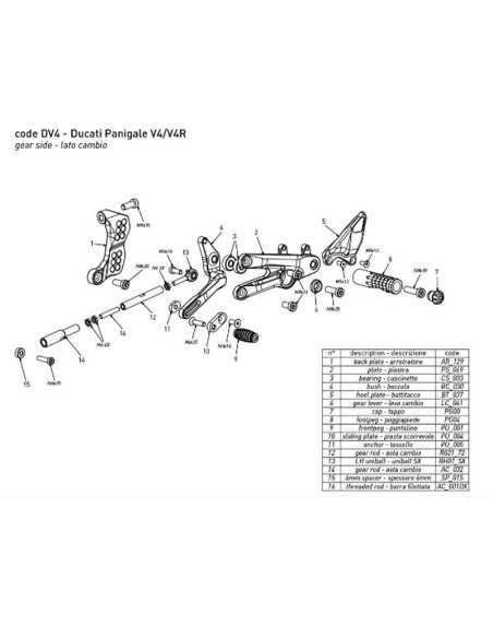 Estriberas BONAMICI RACING para DUCATI PANIGALE V4 / V4S / V4R 2018-2023
