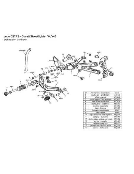 Estriberas BONAMICI RACING para DUCATI STREETFIGHTER V4 / S 2020-2022
