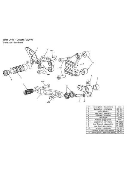 Estriberas BONAMICI RACING para DUCATI 749 / 999 2002-2006